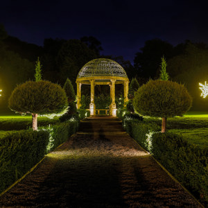 Country estate gardens with pavillion