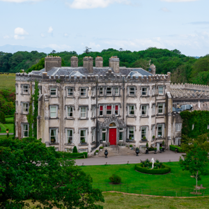 Aerial view of the Ballyseede castle hotel in kerry