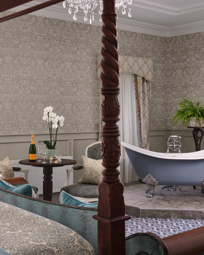 Interior of luxury hotel honeymoon suite in ireland